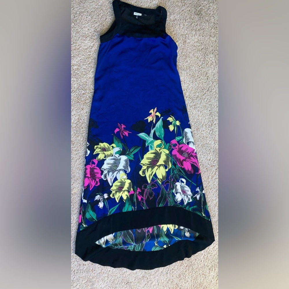 Donna Karan New York - DKNY high-low maxi dress, black royal blue floral